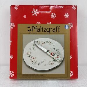 Pfaltzgraff "Winterberry" Cheese Tray And Sculpted Slicer Christmas Winter Dish